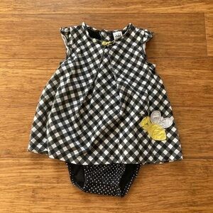 Carter's Black and White Checkered Bodysuit with Yellow Bee